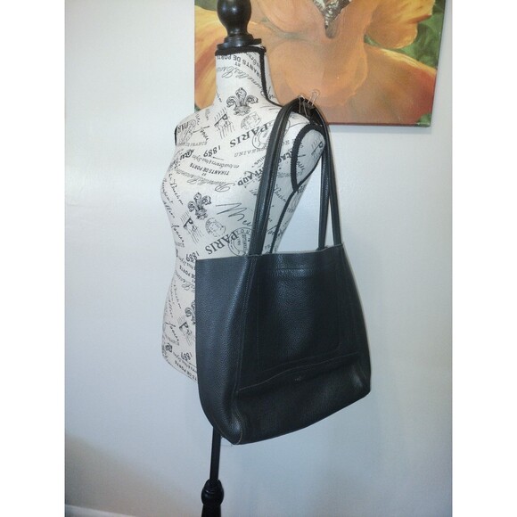 EUC! Botkier Black Genuine Leather Soho Tote w/Gunmetal Zipper Detail - Picture 1 of 11